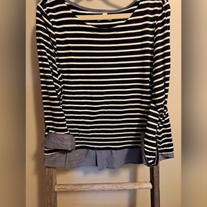 Per S. XL Navy Stripped Top with denim cuffs and bottom. So cute. $10